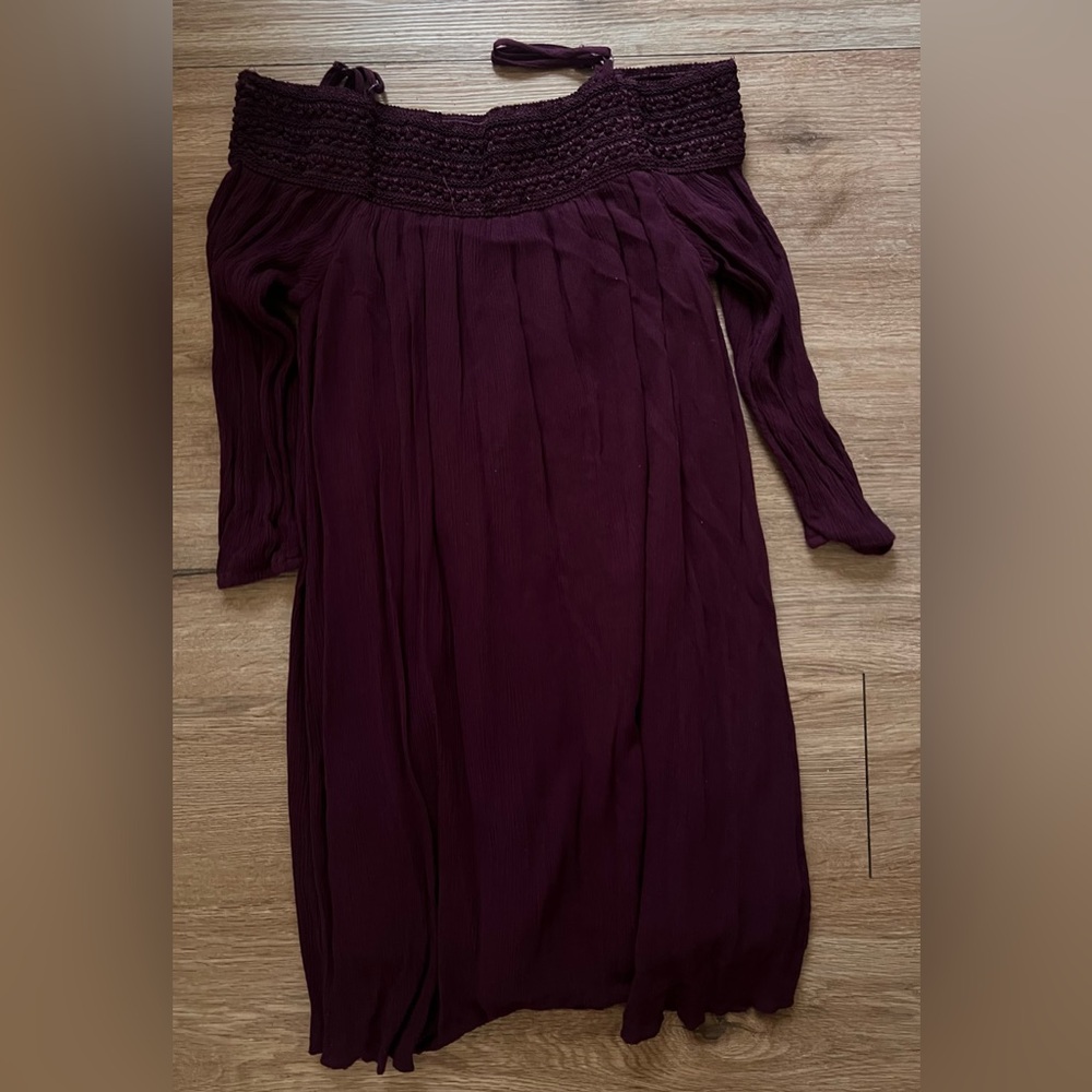 Elegant Plum Long Sleeve Dress